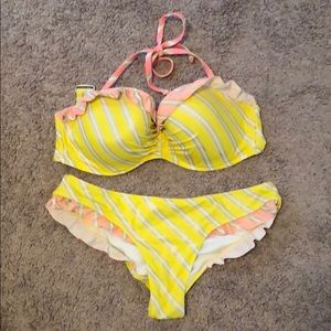 Victoria Secret Yellow Stripped Swimsuit Set